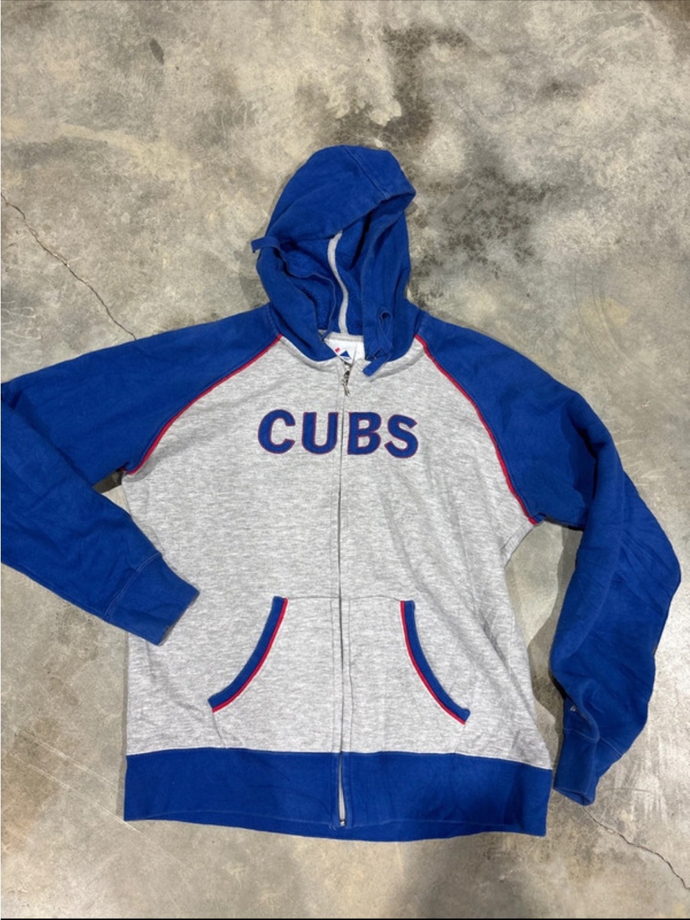 Men’s Gray & Blue vintage 'CUBS' Zip Hoodie